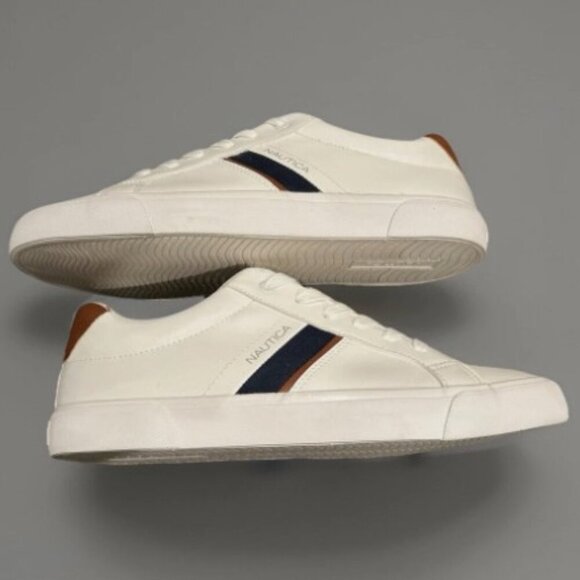 NEW Nautica Garrison 2 Leather Sneakers Men’s Size 11 White/Brown Casual Shoes - Picture 8 of 13
